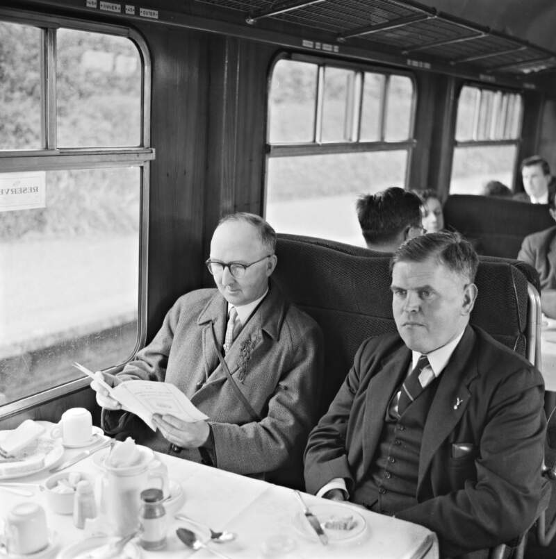 K. Murray & friend on train, Bandon, Co. Cork.