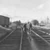 Two men standing on tracks, Kingscourt, Co. Cavan.