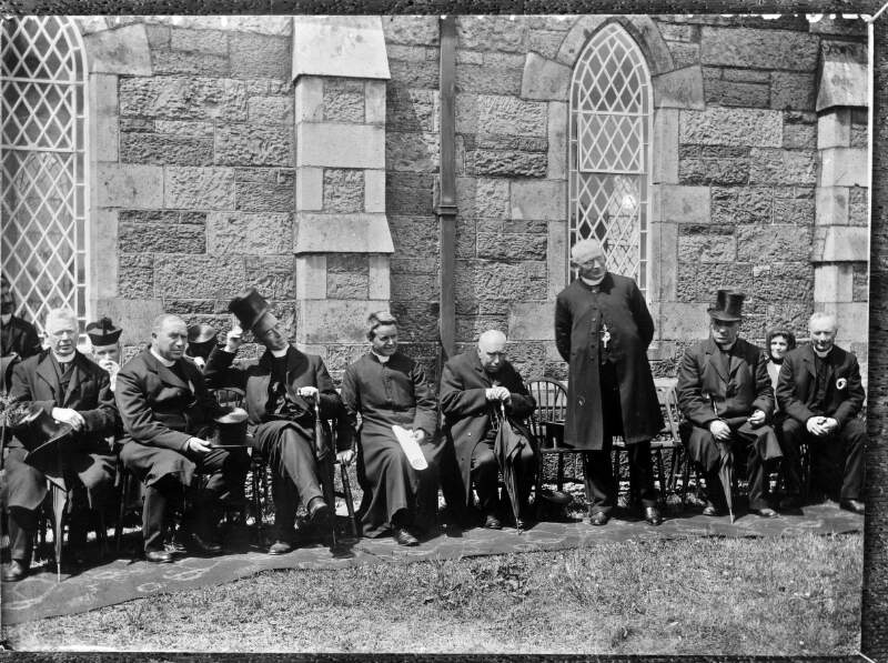 Group of men outside Church