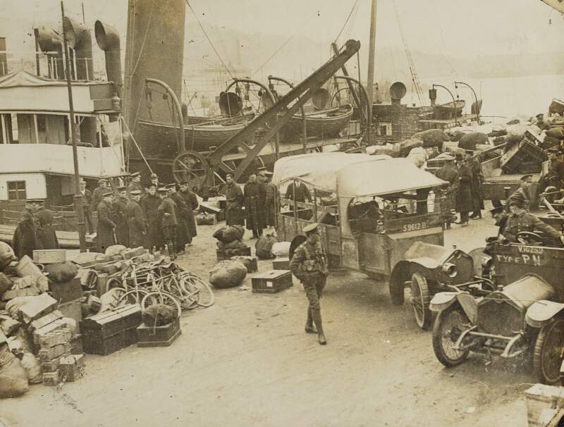 British Army supplies being shipped from Cork to England after the terms of the Treaty had been signed. The supplies included all kind of equipments