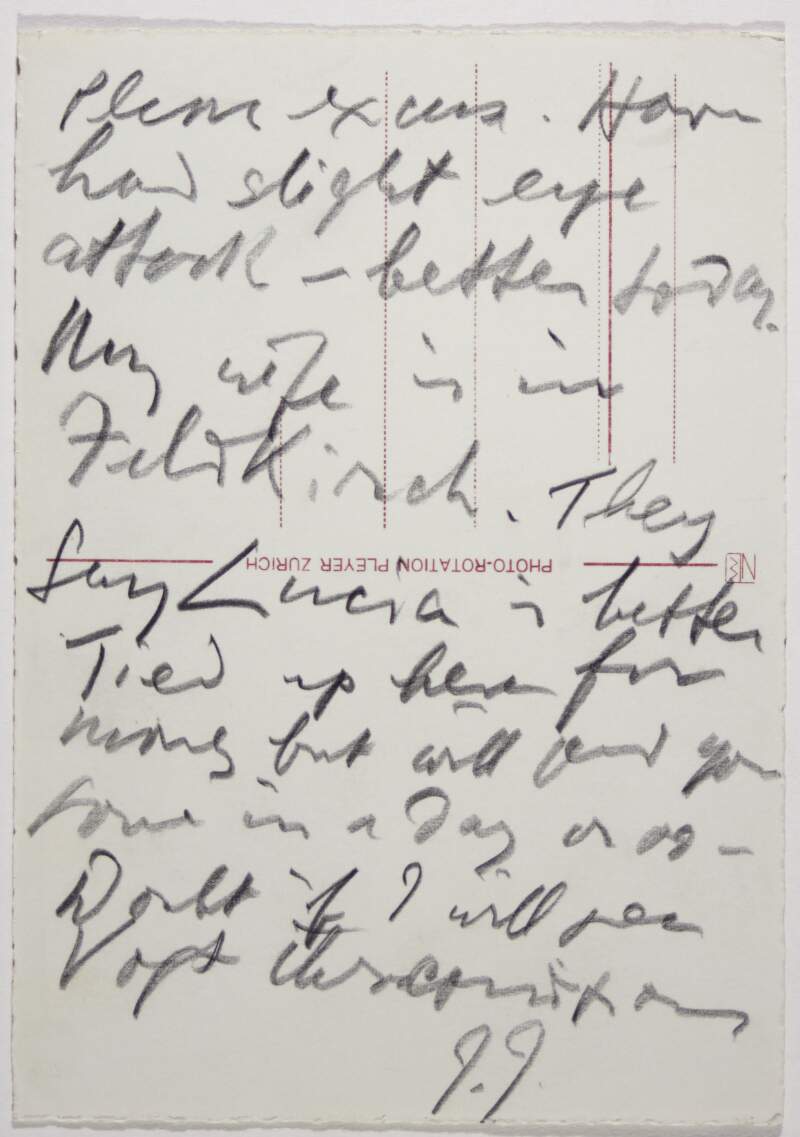 Postcard : from James Joyce, [Zurich] to Paul Léon,