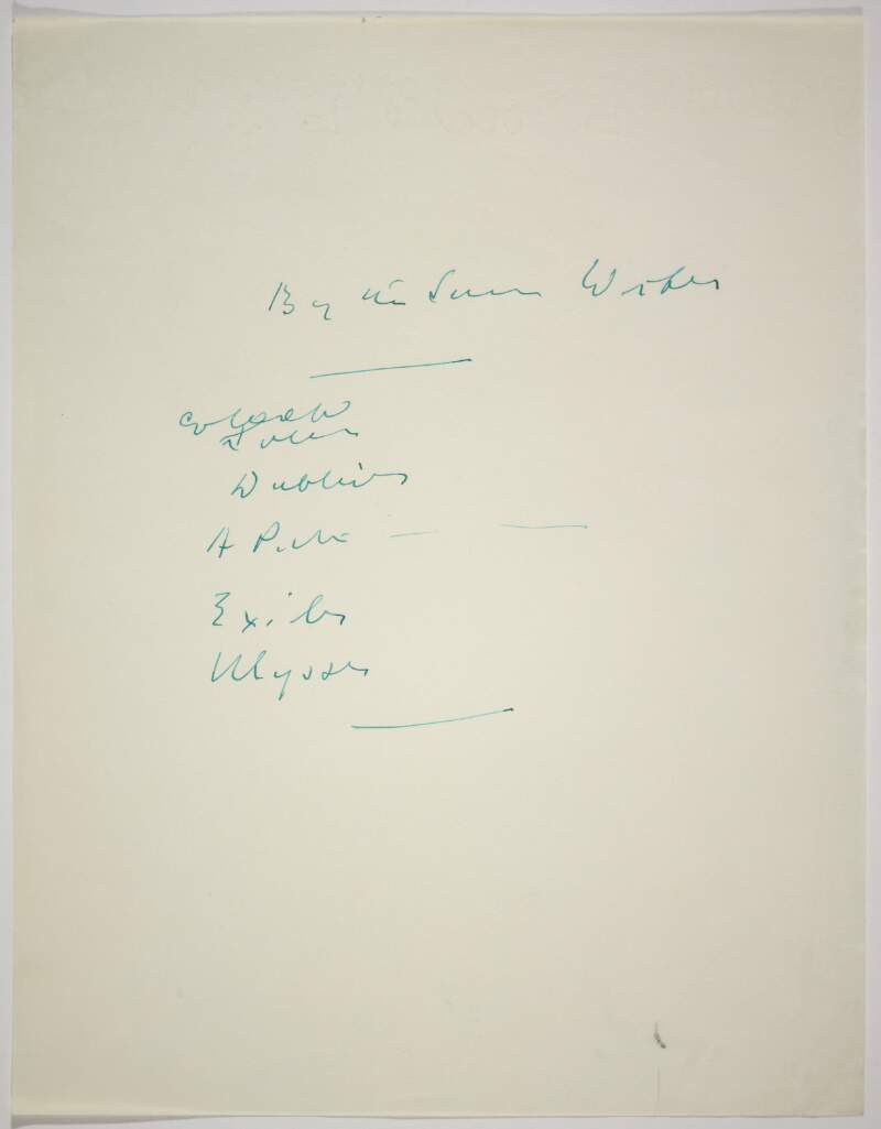 Letter : from [James Joyce to Paul Léon],