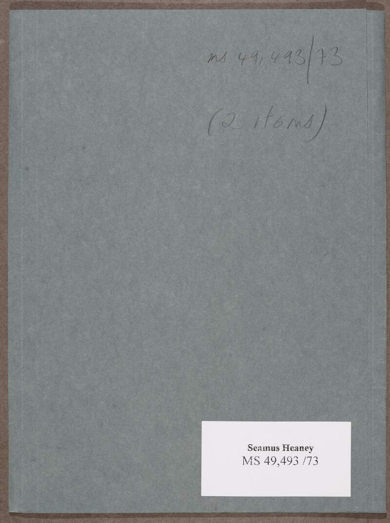 I.viii.17. Letter, to Seamus Heaney, from Margaret Leech, of the Poetry Book Society,