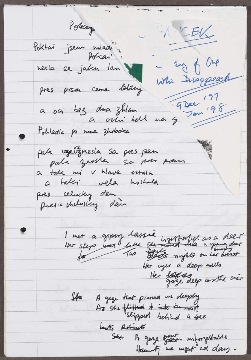 III.iv.2. Notebook, containing manuscript drafts of 'Diary Of One Who Vanished' ,
