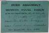 [Ticket] Irish Assembly Mansion House Dublin : April the nineteenth, 1917 at 11.30am ... go saoraidh dia éire /