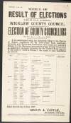 Notice of Result of Elections. name of local authority: Wicklow County Council; Election of county councillors for the above in the year 1920 /