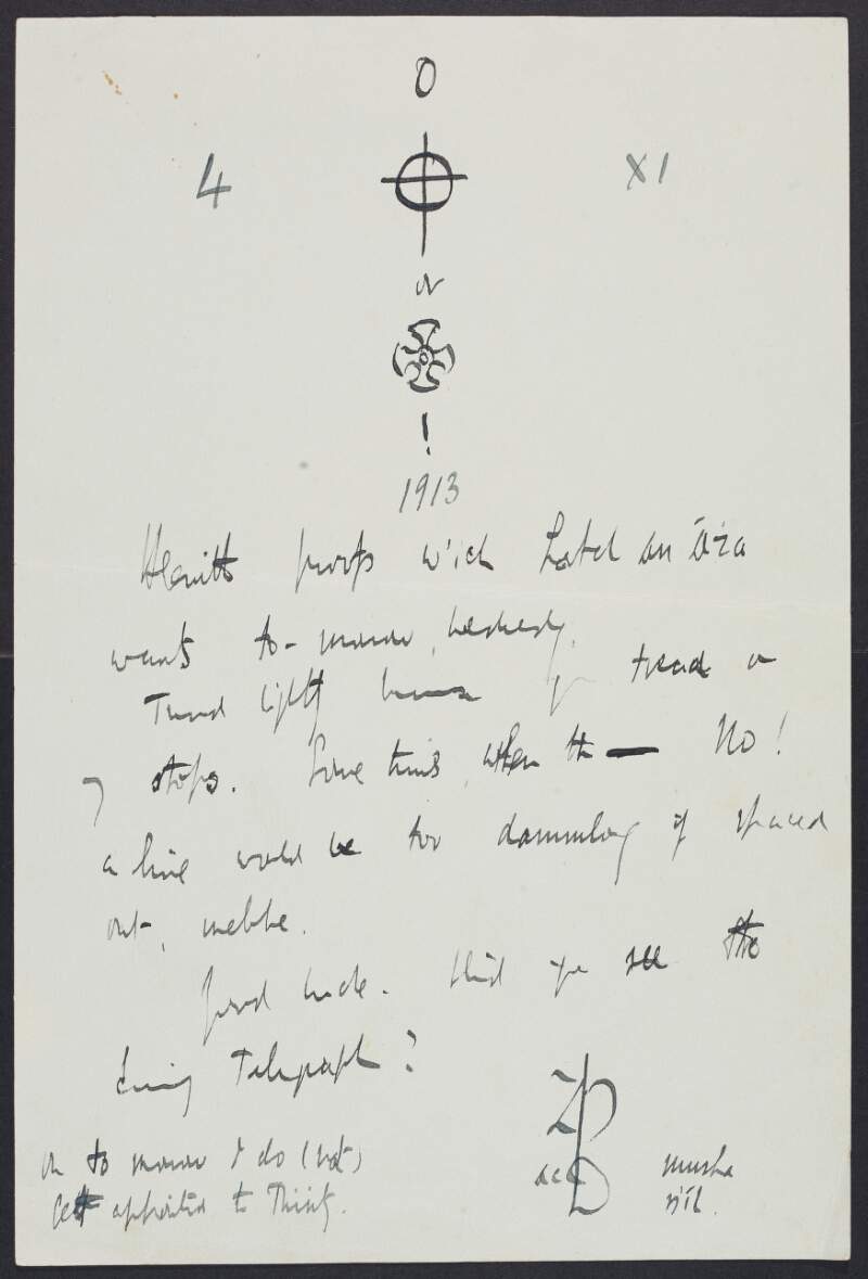 Letter from Thomas MacDonagh to Joseph Mary Plunkett including symbols,