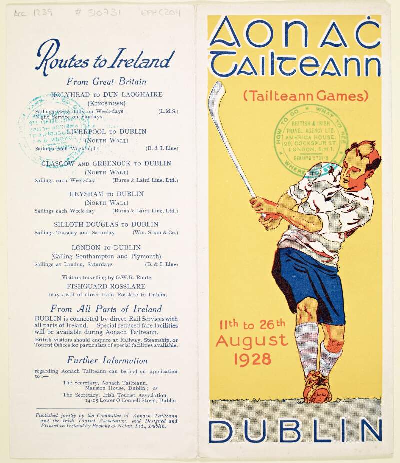 Aonach Tailteann 11th to 26th August Dublin