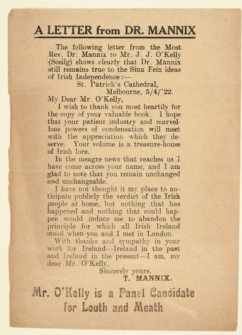 A letter from Dr. Mannix.