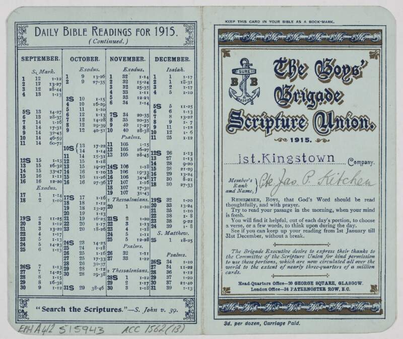 The Boys' Brigade scripture union 1915 /