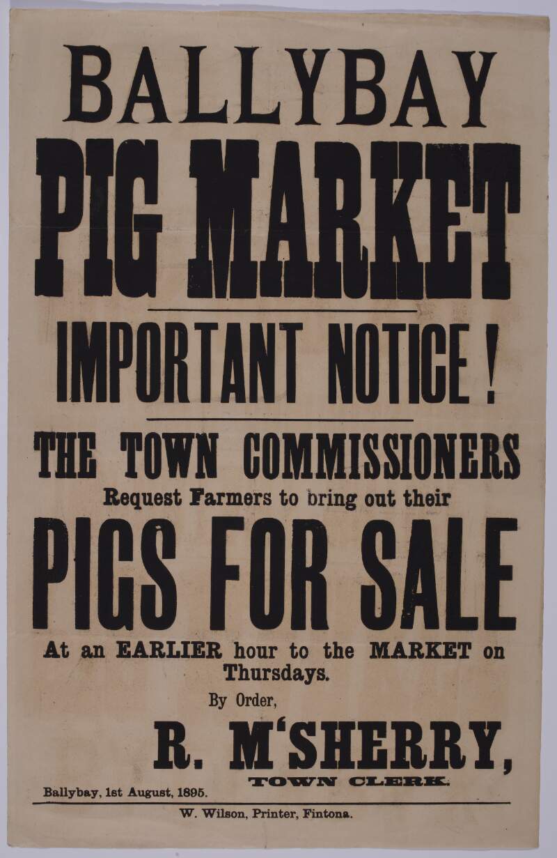 Ballybay pig market : important notice /