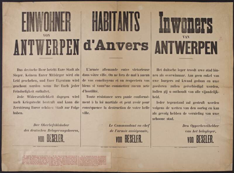 Einwohner von Antwerpen = habitants d'Anvers = b Inwoner van Antwerpen /
