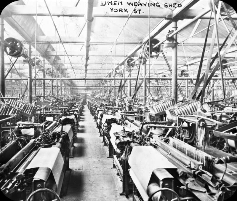 York Street Mills, Belfast. Linen Weaving Shed, no workers.