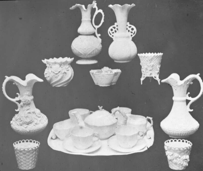 Range of Belleek all white products.