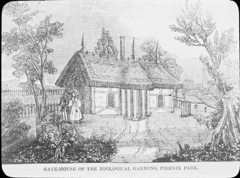 Etching: Gatehouse at Zoological Gardens.