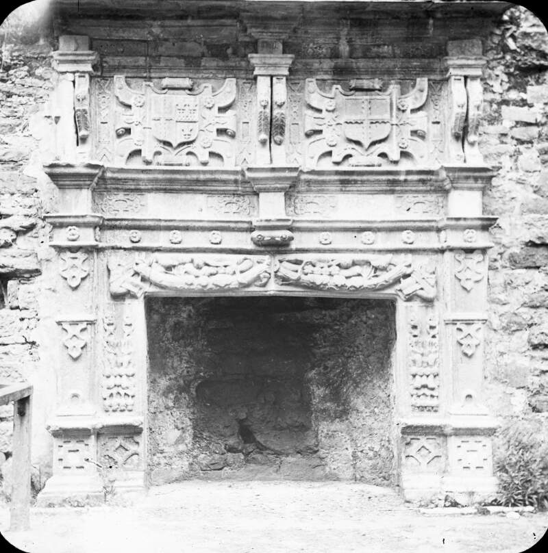 Fireplace Donegal Castle - stone, with embellishments.