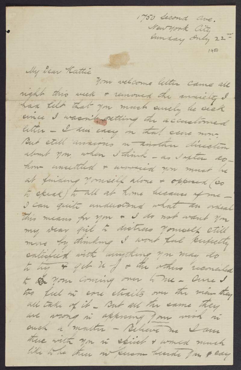 Letter from Tom Clarke to Kathleen Daly, concerning their plans to marry,