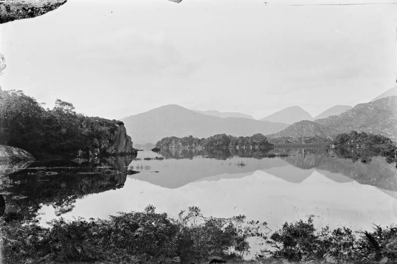 [Scenic view of mountains and lake.]