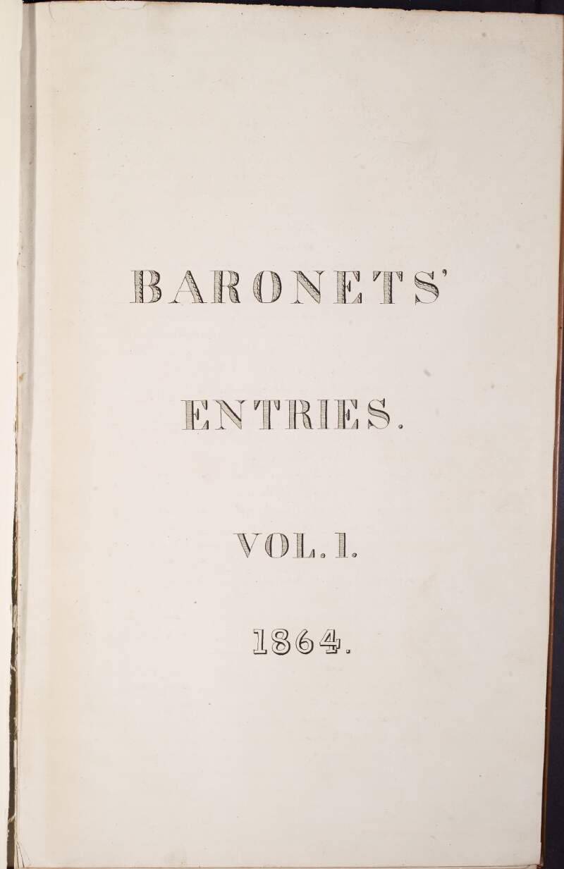 Baronets' Entries Vol. 1,