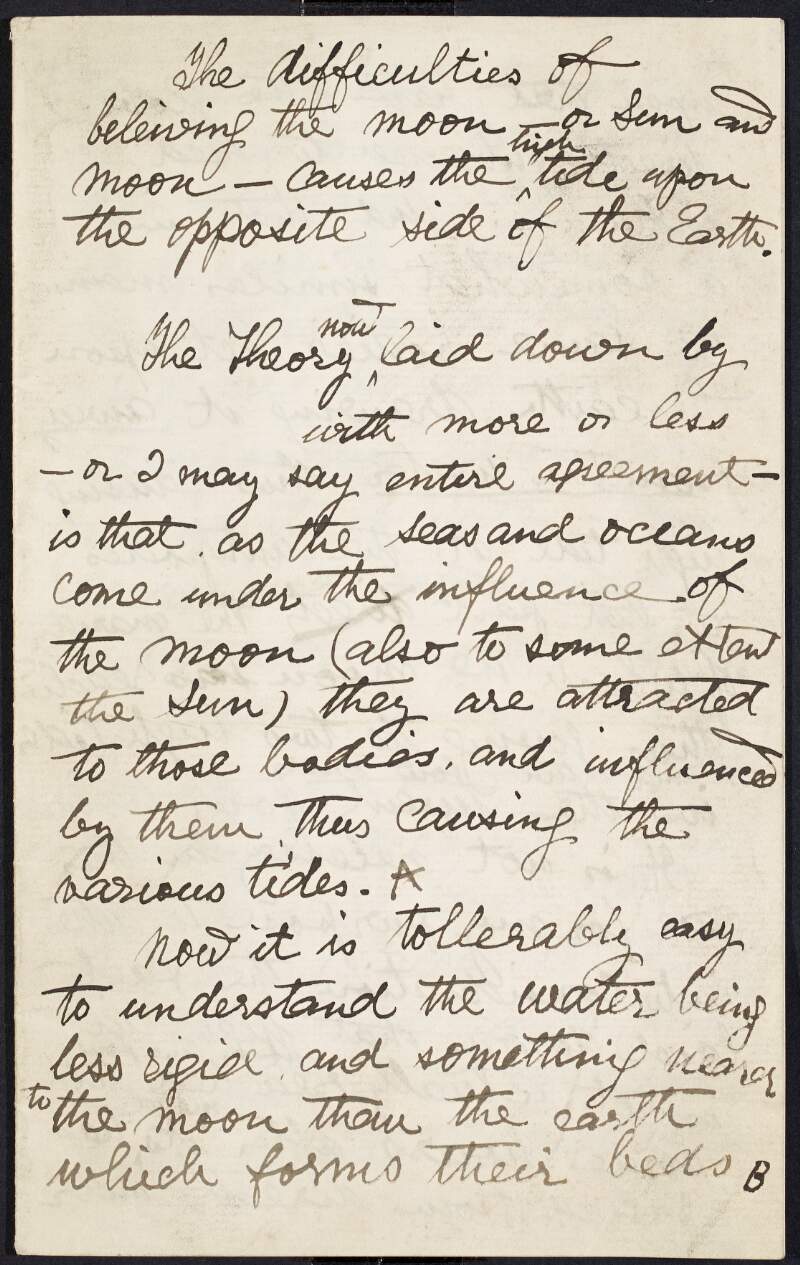 Draft notes by James Pearse on tidal movements,