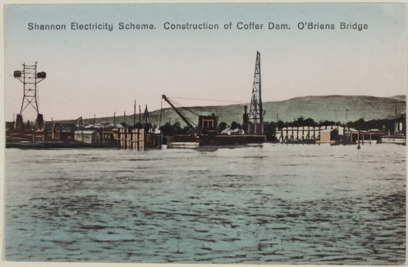 Shannon Electricity Scheme : construction of Coffer Dam : O'Brien's bridge