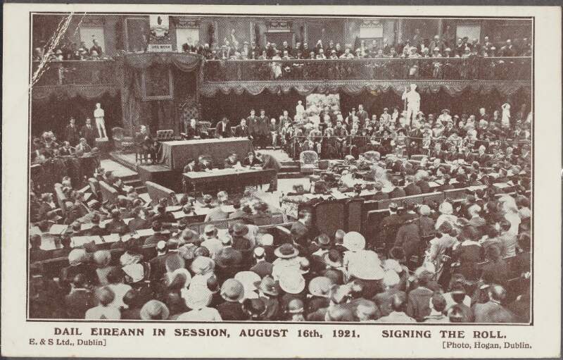 [Signing the roll in Dáil Éireann on August 16th, 1921],