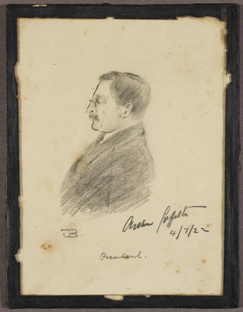 [Arthur Griffith, side profile portrait in pencil],