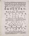 At the Theatre-Royal in Smock-Alley : this present day, being the 23rd of April, 1754, will be presented a play, call'd Oroonoko ; or, the Royal Slave : the part of Oroonoko, to be performed by Mr. Dexter...and the part of Imoinda to be performed by Mrs. Ward...: with a farce, and entertainment...to begin precisely at half and hour after six o'clock...long live the King.