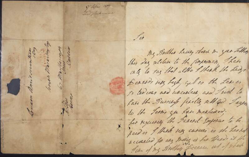 Letter from Henry Skeffington, Earl of Massereene, to Joseph Macartney, concerning a buisness arrangement,