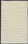 Letter from William Joseph O'Neill Daunt to Alfred Webb inquiring how many Catholic priests and Protestant clergymen were members of the [Home Government?] Association in order to write a letter to the 'Limerick Reporter',