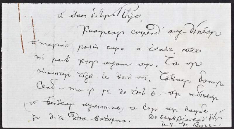 Letter from Ulick Joseph Bourke [Uileog de Búrca] to unknown recipient,