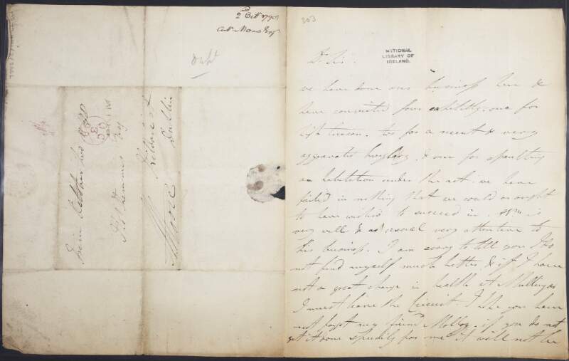 Letter from Arthur Moore to Thomas Kemmis, crown solicitor, concerning the business of the circuit court at Trim, County Meath, and Moore's poor health,