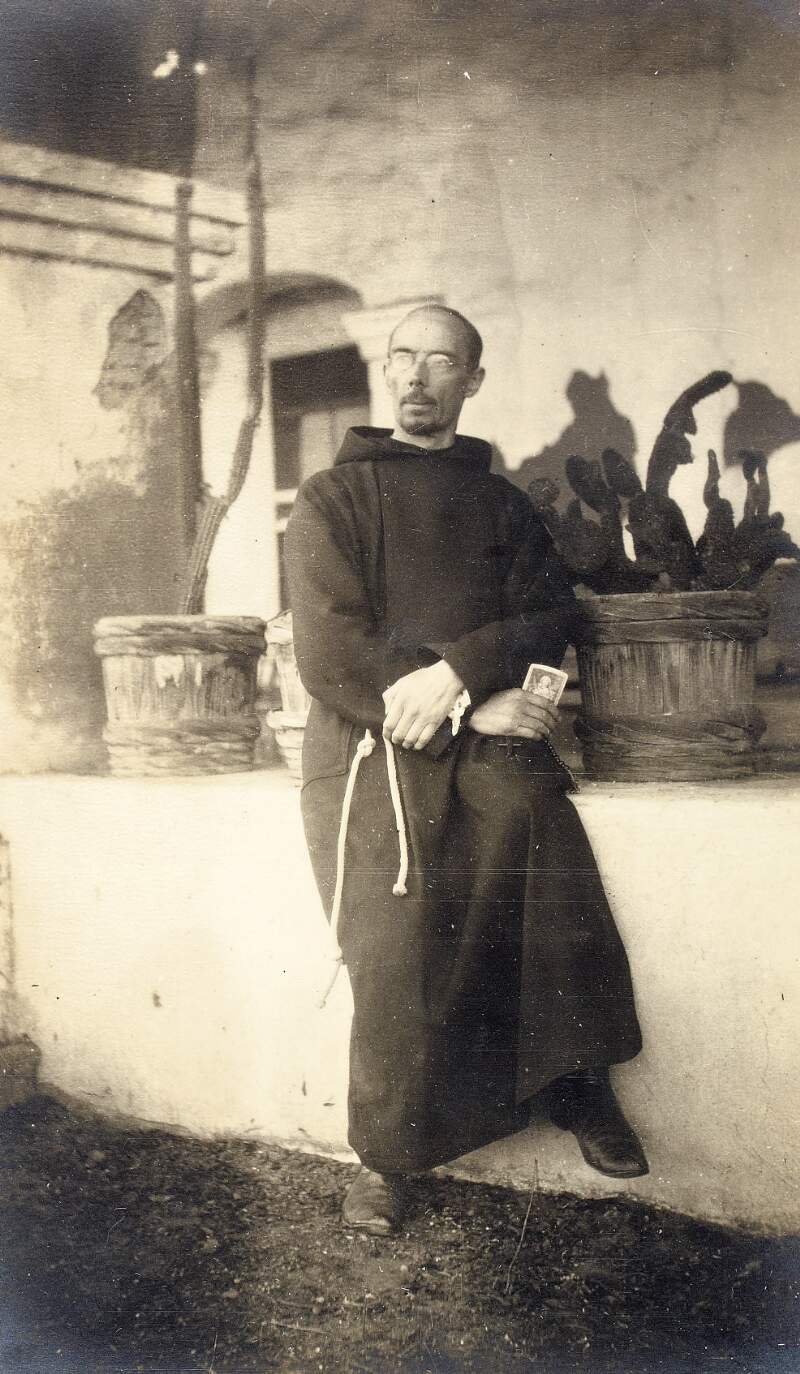 [Father Albert OSFC on arriving at the Santa Inés Mission, Solvang, California]