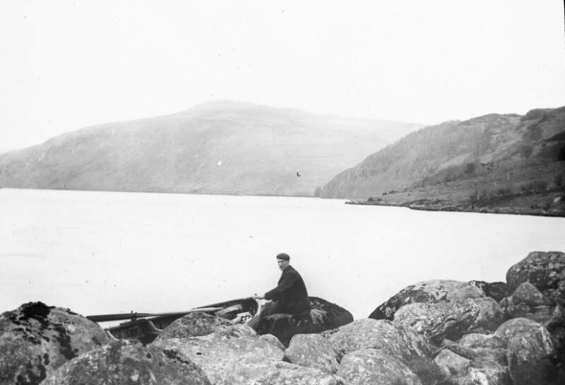 Lough Dan, Co. Wicklow; man on boat