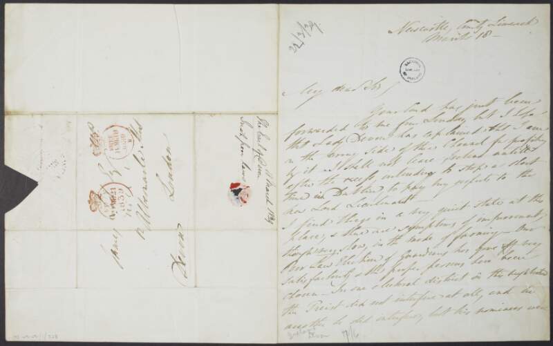 Letter from William Courtney, Earl of Devon to James Lock, concerning the "Poor Law Election",