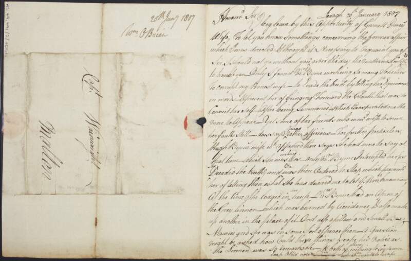 Letter from William O'Brien to Captain Wainwright, regarding evidence in various legal cases,