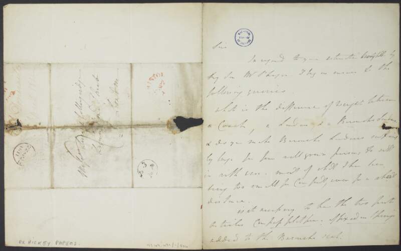 Letter from Viscount Doneraile [Hayes St. Leger] to Mr. Lucas and Thomas Collingridge, coachbuilders, Liquorpond Street, London, concerning the purchase of carriages,