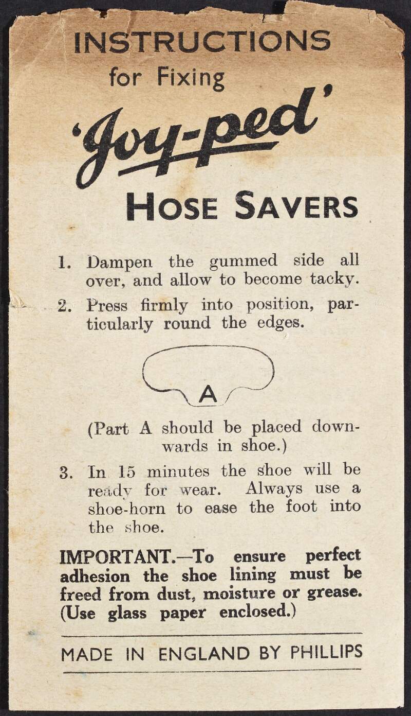 Instructions for fixing 'Joy-Ped' hose savers.