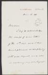 Letter from Marquis of Dufferin and Ava [Frederick Temple Blackwood] to unknown recipient, complying with her request,