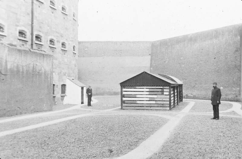 Prison Yard, Kilmainham, with guards.