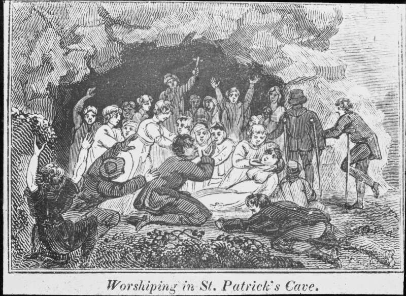 Etching, copy: First 'Purgatory', now 'Worship in Patrick's cave'.