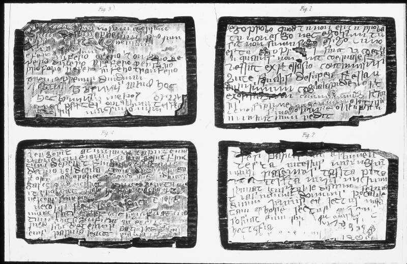 Four scripts inscribed on metal tablets, Maghera, Co. Derry.