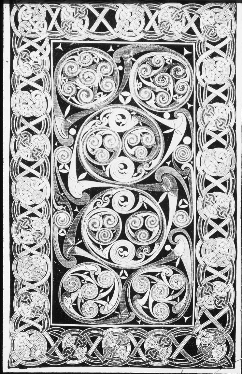 Page extract: Book of Durrow: example of trumpet pattern.