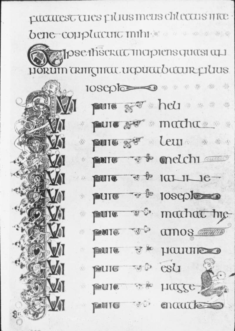 Book of Kells - on genealogy. 'Qui sint heli'.