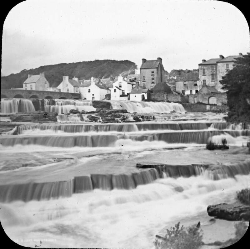 Ennistymon Falls, with village. County Clare.