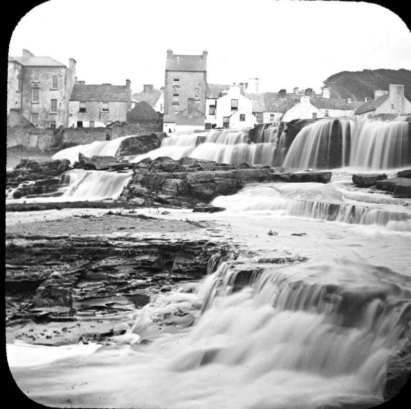 Ennistymon Falls with village and river.