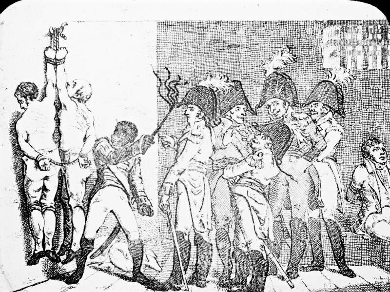 Repeat Purcell torture scene: 'Hanging men and women'.