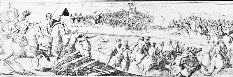 Engraving: The Battle of the Boyne.