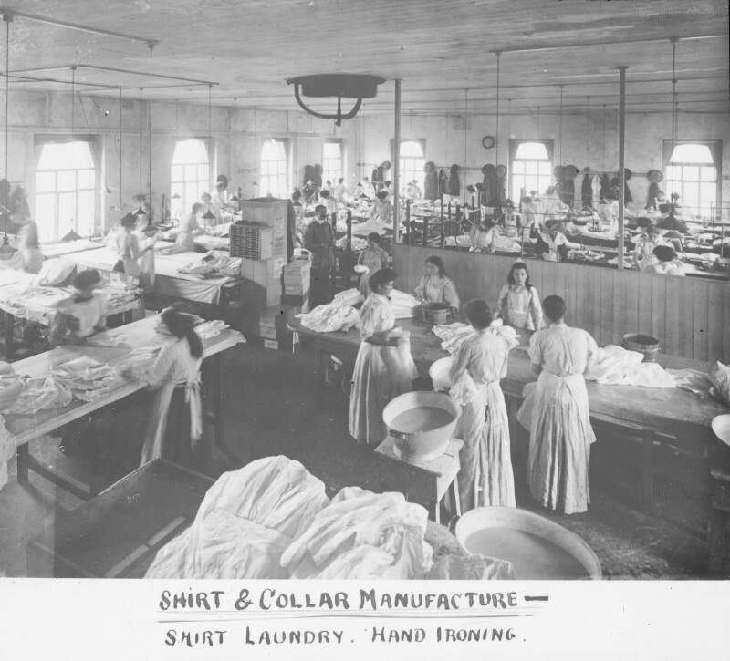 Shirt & Collar Manufacturing. Men and women. Hand ironing collars.