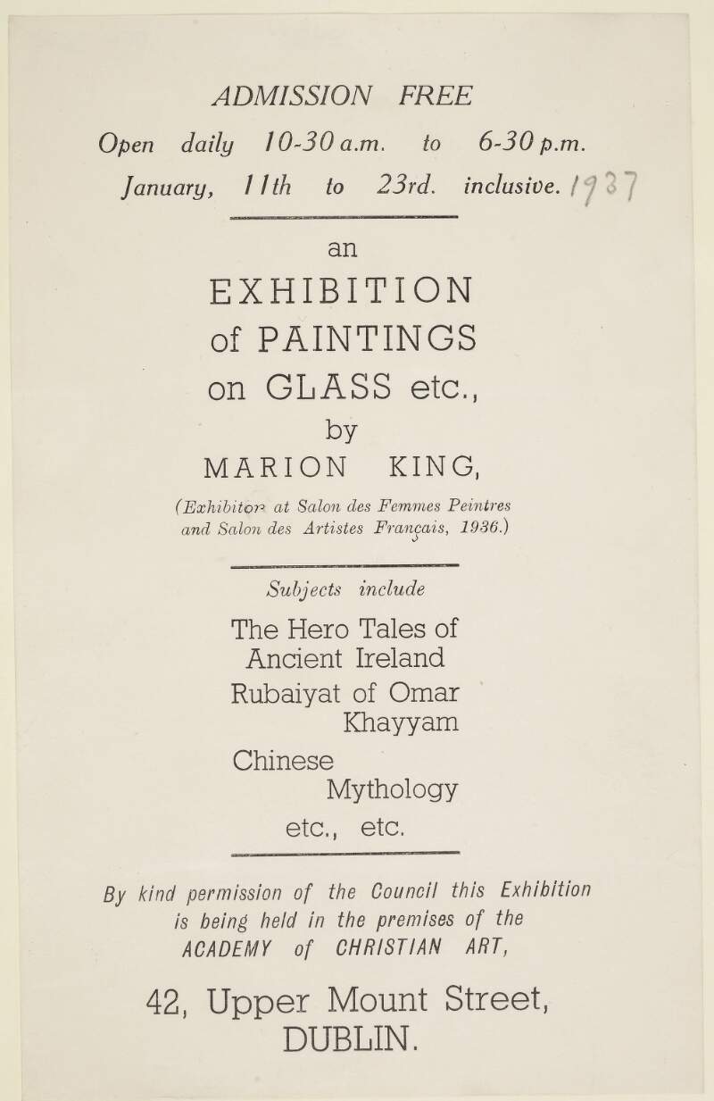 An exhibition of paintings on glass etc. /